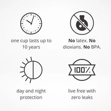 Load image into Gallery viewer, 2 Pixie Menstrual Cups - No Metals or Toxins - 100% Medical-Grade Silicone - Ranked 1 for The Most Soft Reusable Period Cup - Wear 12 Hours - Tampon Alternative