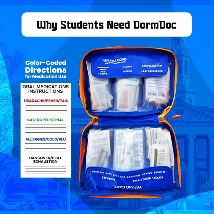 DormDoc SPORT PACK 125pc First Aid Kit- BLUE