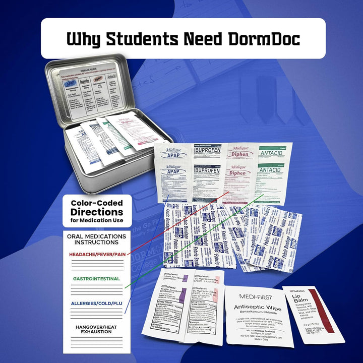 DormDoc Mini Tin 25 Piece First Aid Kit