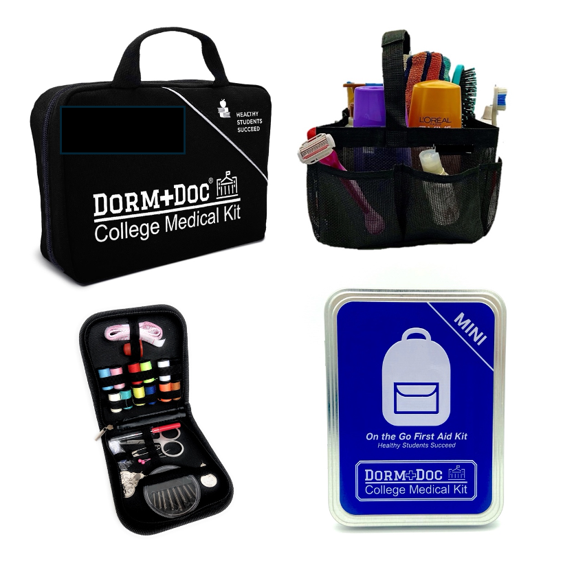 4 pc Bundle. DormDoc 175pc, Mesh Tote, Sewing Kit- MiniTin25pc