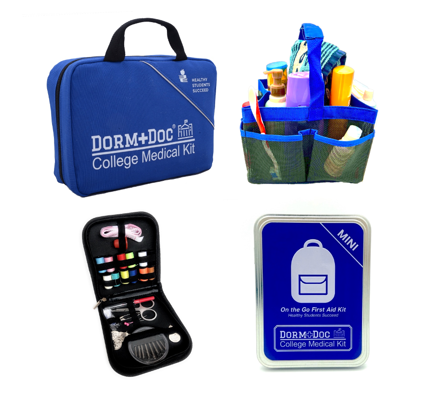 4 pc Bundle. DormDoc 175pc, Mesh Tote, Sewing Kit- MiniTin25pc