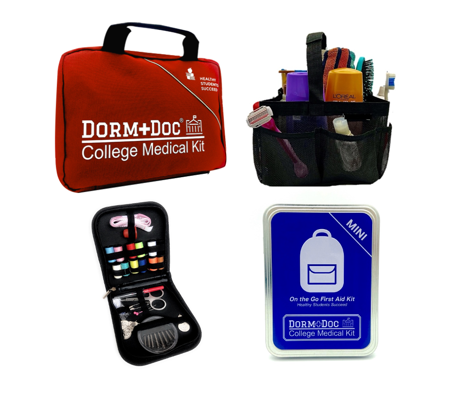4 pc Bundle. DormDoc 175pc, Mesh Tote, Sewing Kit- MiniTin25pc