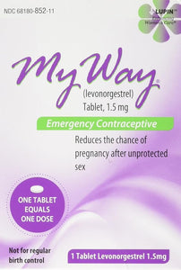 My Way Emergency Contraceptive 1 Tablet, Female Contraceptive, Adult, Single Tablet