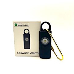 Personal Rechargeable Safety Alarm Loliworld– Works with Apple Find My-Loud Siren Birdie Sound, Strobe SOS LED Light, Be Safe – Self Defense Keychain
