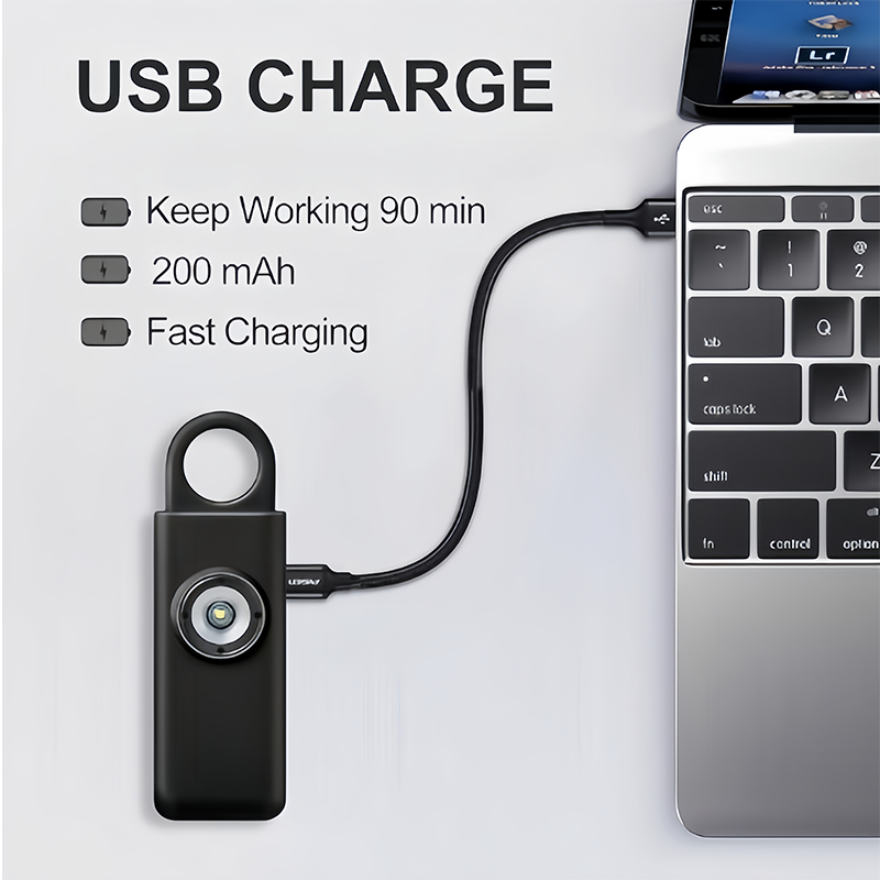 Personal Rechargeable Safety Alarm Loliworld– Works with Apple Find My-Loud Siren Birdie Sound, Strobe SOS LED Light, Be Safe – Self Defense Keychain