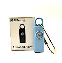 Personal Rechargeable Safety Alarm Loliworld– Works with Apple Find My-Loud Siren Birdie Sound, Strobe SOS LED Light, Be Safe – Self Defense Keychain