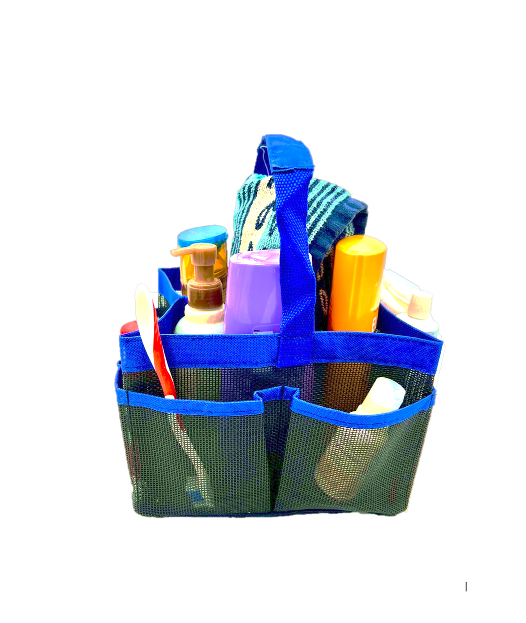DormDoc Mesh Shower Caddy 8-Pocket Large Capacity Shower Tote, Choice of 3 Trim Colors