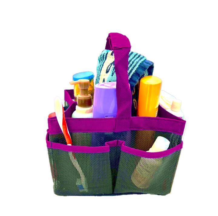 DormDoc Mesh Shower Caddy 8-Pocket Large Capacity Shower Tote, Choice of 3 Trim Colors