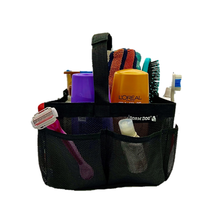 DormDoc Mesh Shower Caddy 8-Pocket Large Capacity Shower Tote, Choice of 3 Trim Colors