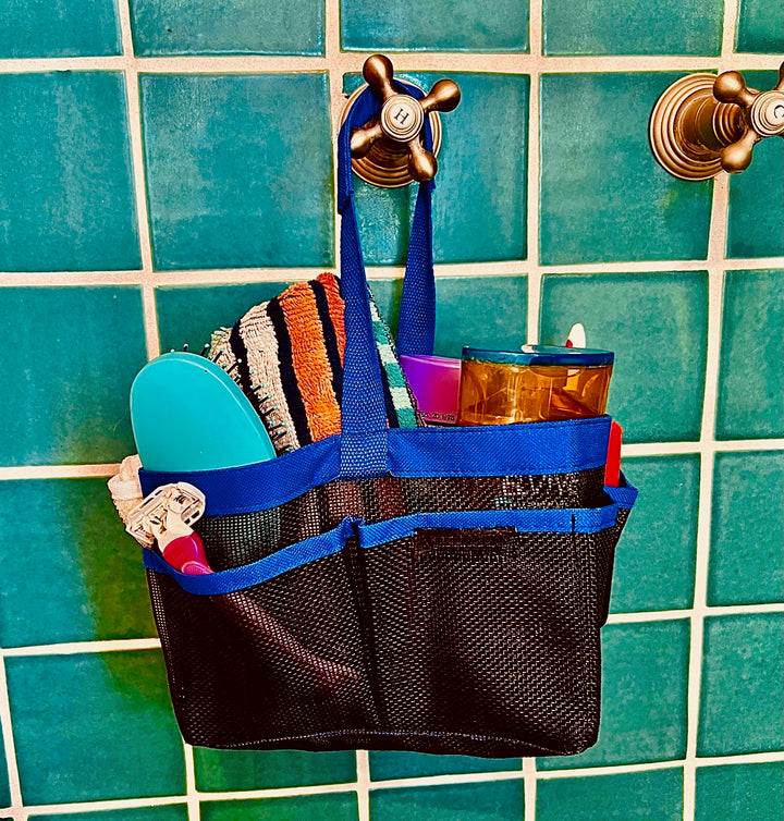 DormDoc Mesh Shower Caddy 8-Pocket Large Capacity Shower Tote, Choice of 3 Trim Colors