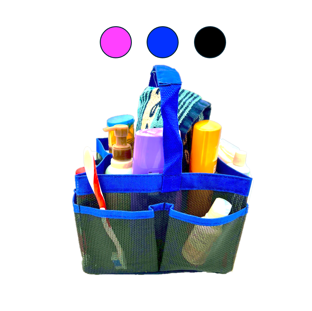 DormDoc Mesh Shower Caddy 8-Pocket Large Capacity Shower Tote, Choice of 3 Trim Colors