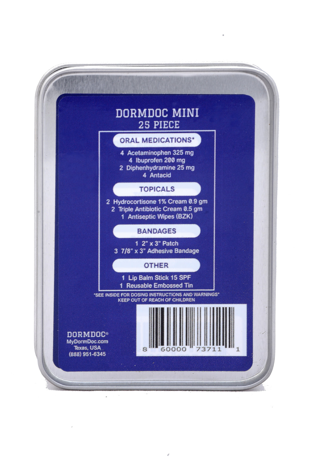 DormDoc Mini Tin 25 Piece 6  PACK 25% Off --Great Gift!